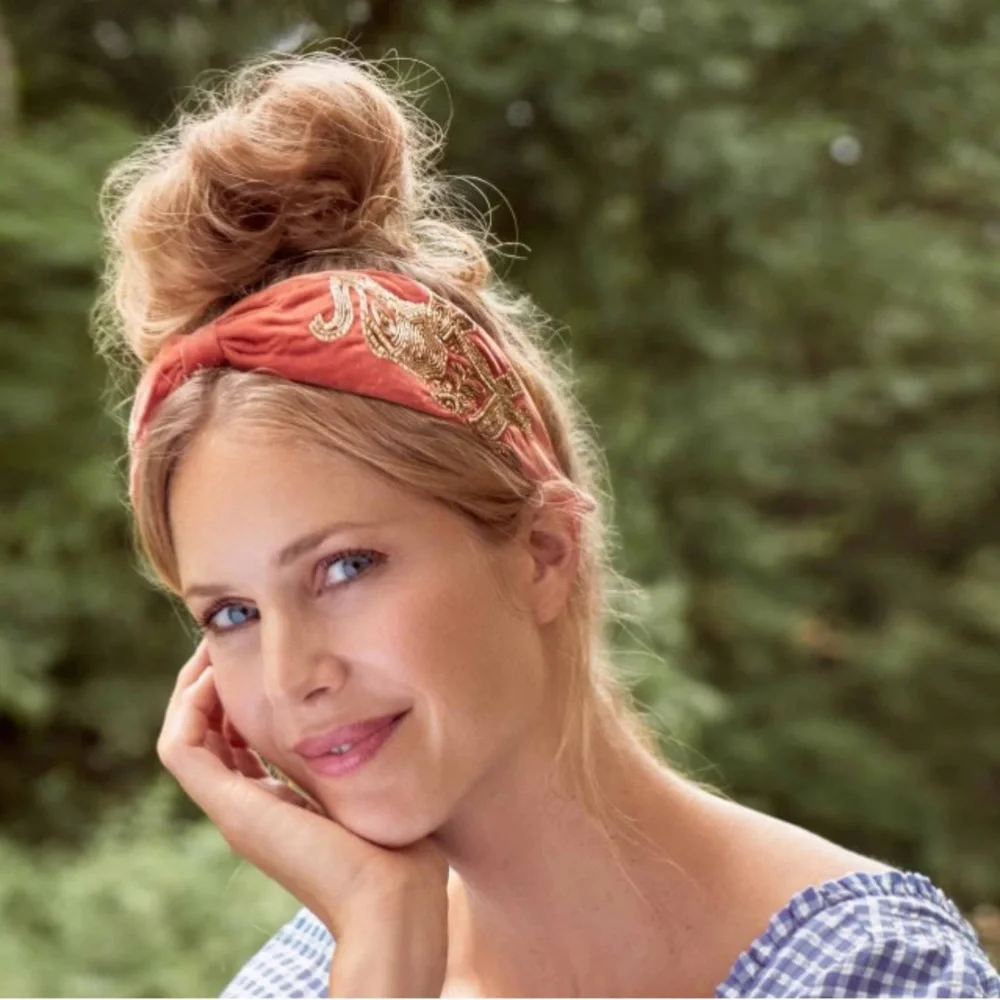 Velvet Beaded Headband-elephant terracotta - Picture 5 of 8